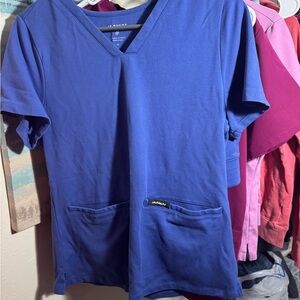 Jaanuu Kids Royal Blue V-Neck Tee and scrub bottoms